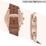 Emporio Armani Quartz Silver Dial Brown Leather Strap Watch For Men - AR11043 Authentic Buy Shop Now