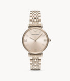 Emporio Armani T-Bar Gianni Rose Gold Dial Rose Gold Steel Strap Watch For Women - AR11059 Authentic Buy Shop Now