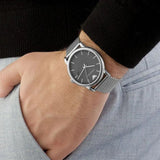 Emporio Armani Luigi Analog Black Dial Silver Mesh Bracelet Watch For Men - AR11272 Authentic Buy Shop Now
