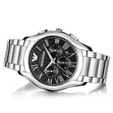 Emporio Armani Valente Chronograph Quartz Black Dial Silver Steel Strap Watch For Men - AR11083 Authentic Buy Shop Now