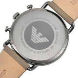 Emporio Armani Aviator Chronograph Quartz Grey Dial Beige Leather Strap Watch For Men - AR11107 Authentic Buy Shop Now