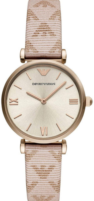 Emporio Armani Analog Grey Dial Pink Leather Strap Watch For Women - AR11126 Authentic Buy Shop Now
