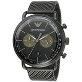 Emporio Armani Aviator Black Dial Black Mesh Bracelet Watch For Men - AR11142 Authentic Buy Shop Now