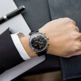 Emporio Armani Aviator Chronograph Black Dial Black Leather Strap Watch For Men - AR11143 Authentic Buy Shop Now
