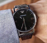 Emporio Armani Kappa Black Dial Silver Steel Strap Watch For Men - AR11152 Authentic Buy Shop Now