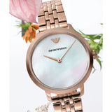 Emporio Armani Modern Mother of Pearl White Dial Rose Gold Steel Strap Watch for Women - AR11158 Authentic Buy Shop Now