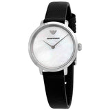 Emporio Armani Modern White Dial Black Leather Strap Watch For Women - AR11159 Authentic Buy Shop Now
