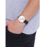 Emporio Armani Modern Slim Analog Silver Dial Brown Leather Strap Watch For Men - AR11163 Authentic Buy Shop Now