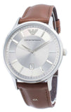 Emporio Armani Renato Quartz Silver Dial Brown Leather Strap Watch For Men - AR11185 Authentic Buy Shop Now