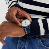 Emporio Armani Aviator Silver Dial Two Tone Leather Strap Watch for Men - AR11202 Authentic Buy Shop Now