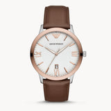 Emporio Armani Giovanni Quartz White Dial Brown Leather Strap Watch For Men - AR11211 Authentic Buy Shop Now