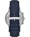 Emporio Armani Renato Chronograph Blue Dial Black Leather Strap Watch For Men - AR11216 Authentic Buy Shop Now