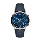 Emporio Armani Giovanni T Bar Chronograph Quartz Blue Dial Blue Leather Strap Watch For Men - AR11226 Authentic Buy Shop Now