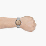 Emporio Armani Aviator Chronograph Beige Dial Silver Steel Strap Watch For Men - AR11239 Authentic Buy Shop Now