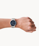 Emporio Armani Renato Chronograph Blue Dial Silver Steel Strap Watch For Men - AR11164 Authentic Buy Shop Now