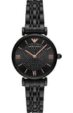 Emporio Armani Gianni T Bar All Black Diamond Dial Watch For Women - AR11245 Authentic Buy Shop Now