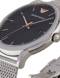 Emporio Armani Luigi Analog Black Dial Silver Mesh Bracelet Watch For Men - AR11272 Authentic Buy Shop Now