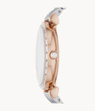 Emporio Armani Gianni T-Bar Silver Dial Two Tone Steel Strap Watch For Women - AR11293 Authentic Buy Shop Now