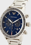 Emporio Armani Mario Chronograph Blue Dial Silver Steel Strap Watch For Men - AR11306 Authentic Buy Shop Now
