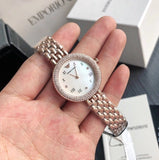 Emporio Armani Rosa Quartz Mother of Pearl White Dial Rose Gold Steel Strap Watch For Women - AR11355 Authentic Buy Shop Now