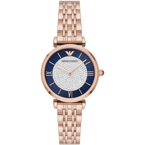 Emporio Armani Gianni T-Bar Quartz Crystals Black Dial Gold Steel Strap Watch For Women - AR11423 Authentic Buy Shop Now