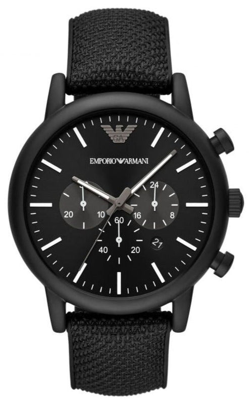 Emporio Armani Luigi Analog Black Dial Black Leather Strap Watch For Men - AR11450 Authentic Buy Shop Now