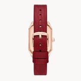 Emporio Armani Gianni T Bar Two-Hand Mother of Pearl Dial Red Leather Strap Watch For Women - AR11467 Authentic Buy Shop Now