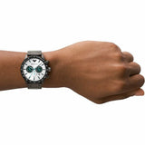 Emporio Armani Mario Chronograph White Dial Black Steel Strap Watch For Men - AR11471 Authentic Buy Shop Now