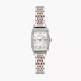 Emporio Armani Gianni T Bar White Mother Of Pearl Dial Two Tone Steel Strap Watch For Women - AR11519 Authentic Buy Shop Now