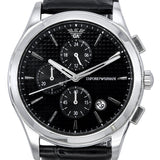 Emporio Armani Paolo Chronograph Black Dial Black Leather Strap Watch For Men - AR11530 Authentic Buy Shop Now