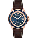 Emporio Armani Pro Planet Three Hand Date Blue Dial Brown Leather Strap Watch For Men - AR11556 Authentic Buy Shop Now