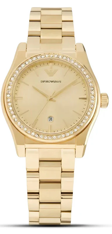 Emporio Armani Federica Gold Dial Gold Steel Strap Watch for Women - AR11607 Authentic Buy Shop Now