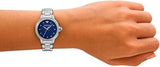 Emporio Armani Mia Three Hand Crystals Blue Dial Silver Steel Strap Watch For Women - AR11630 Authentic Buy Shop Now