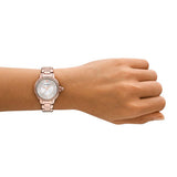 Emporio Armani Mia Three Hand Crystals Silver Dial Rose Gold Steel Strap Watch For Women - AR11633 Authentic Buy Shop Now