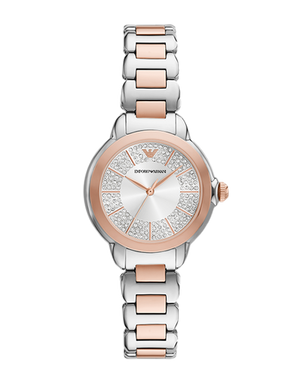 Emporio Armani Mia Three-Hand Analog Crystal Silver Dial Two Tone Steel Strap Watch For Women - AR11643 Authentic Buy Shop Now