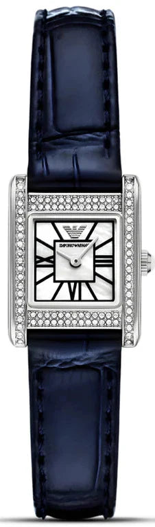 Emporio Armani Genni White Dial Blue Leather Strap Watch for Women - AR11718 Authentic Buy Shop Now