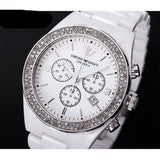 Emporio Armani Ceramica Chronograph White Dial White Ceramic Strap Watch For Women - AR1456 Authentic Buy Shop Now