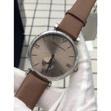 Emporio Armani Gianni Silver Dial Brown Leather Strap Watch for Men - AR1675 Authentic Buy Shop Now