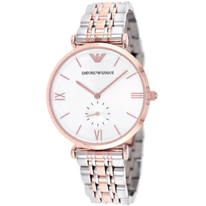 Emporio Armani Retro Silver Dial Two Tone Steel Strap Watch For Men - AR1677 Authentic Buy Shop Now