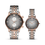 Emporio Armani Gianni T Bar Grey Dial Two Tone Stainless Steel Watch For Women - AR1725 Authentic Buy Shop Now