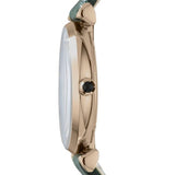 Emporio Armani Retro Champagne Beige Dial Green Leather Strap Watch For Women - AR1726 Authentic Buy Shop Now