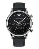 Emporio Armani Luigi Chronograph Black Dial Black Leather Watch For Men - AR1828 Authentic Buy Shop Now