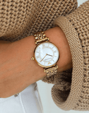 Emporio Armani Gianni T Bar White Mother of Pearl Dial Gold Steel Strap Watch For Women - AR1907 Authentic Buy Shop Now