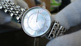 Emporio Armani Gianni T-Bar Mother of Pearl Dial Silver Stainless Steel Watch For Women - AR1908 Authentic Buy Shop Now