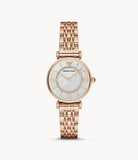 Emporio Armani Gianni T Bar Mother of Pearl Rose Gold Stainless Steel Strap Watch For Women - AR1909 Authentic Buy Shop Now