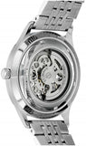 Emporio Armani Meccanico Skeleton Silver Dial Silver Steel Strap Watch For Men - AR1945 Authentic Buy Shop Now