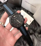 Emporio Armani Luigi Chronograph Quartz Black Dial Two Tone Nylon Strap Watch For Men - AR1948 Authentic Buy Shop Now