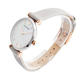 Emporio Armani Gianni T Bar Quartz Mother of Pearl Dial White Leather Strap Watch For Women - AR1965 Authentic Buy Shop Now