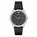 Emporio Armani Luigi Quartz Gray Dial Brown Leather Strap Watch For Men - AR1996 Authentic Buy Shop Now