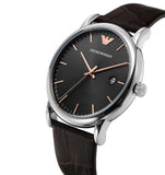 Emporio Armani Luigi Quartz Gray Dial Brown Leather Strap Watch For Men - AR1996 Authentic Buy Shop Now